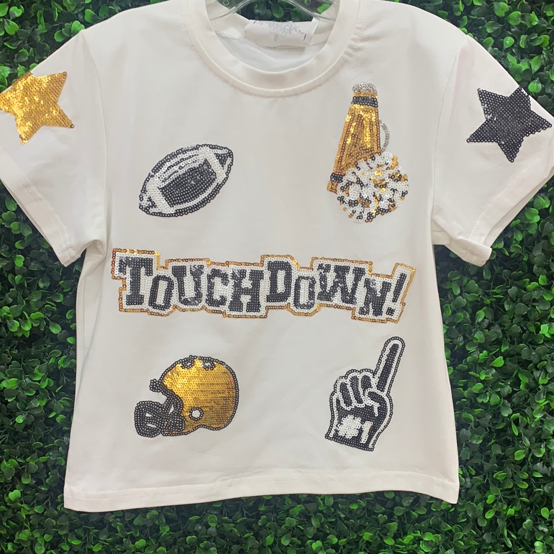 Black and Gold Football Collage Sequin Shirt – Harper's Closet