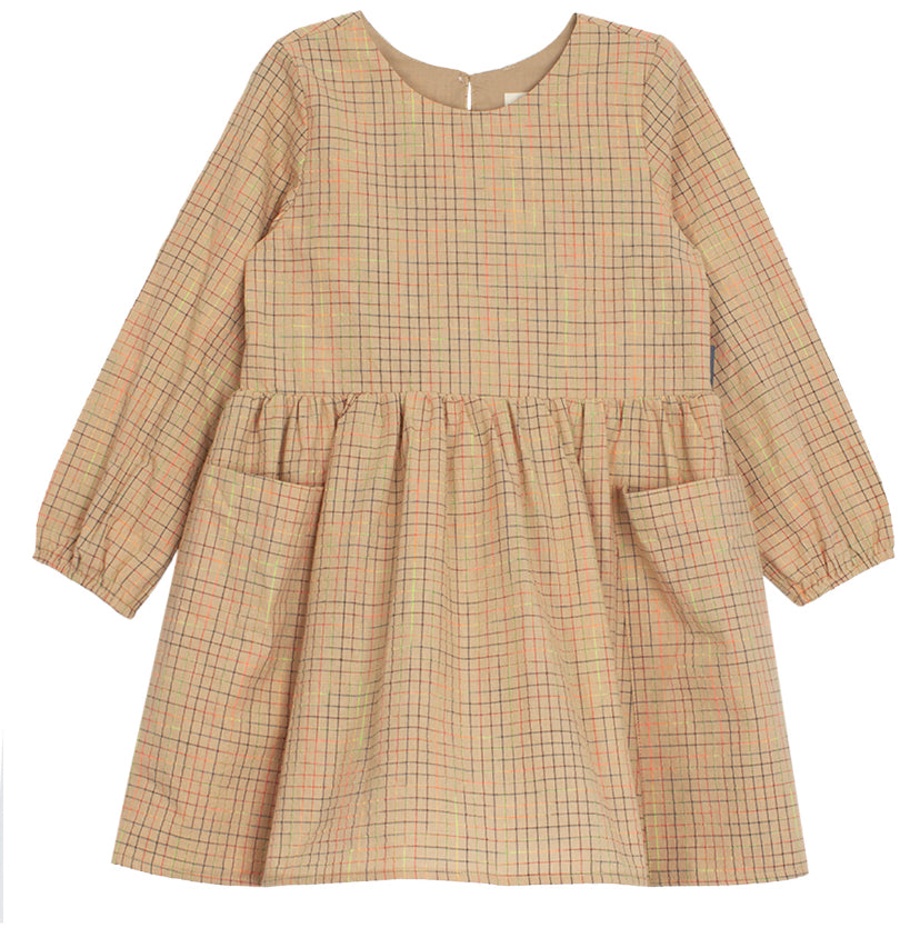 Plaid Symphony Natural Waist Woven Dress