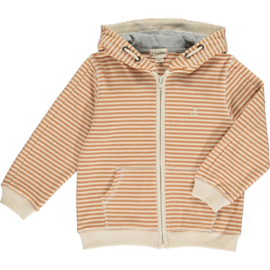 Pumpkin/Cream Cosy Stripe Hooded Top