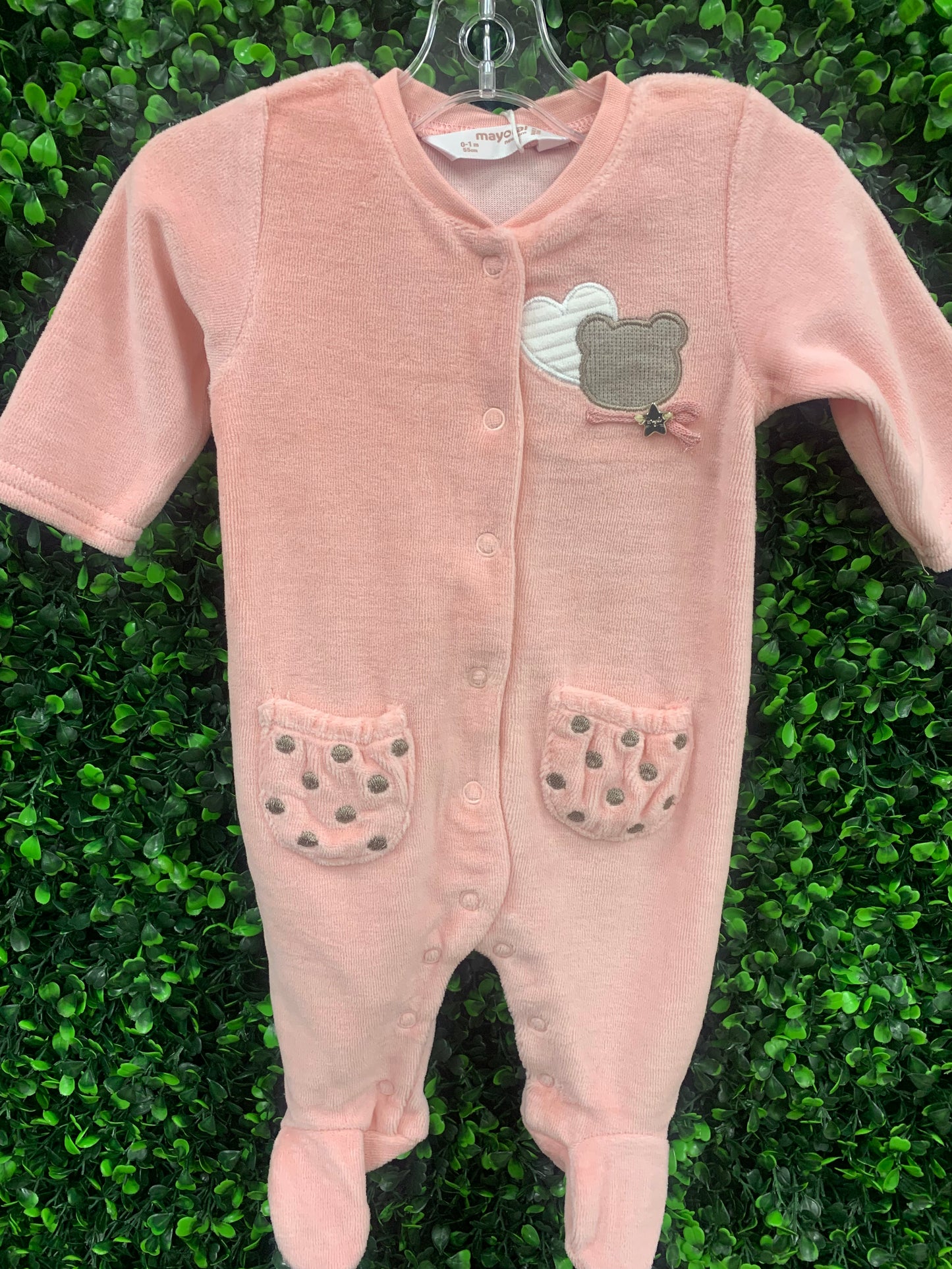 Pink and Brown Velour Onesie