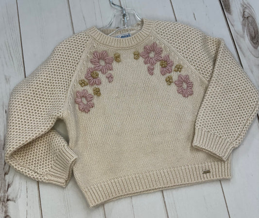 Cream Shimmer Floral Sweater