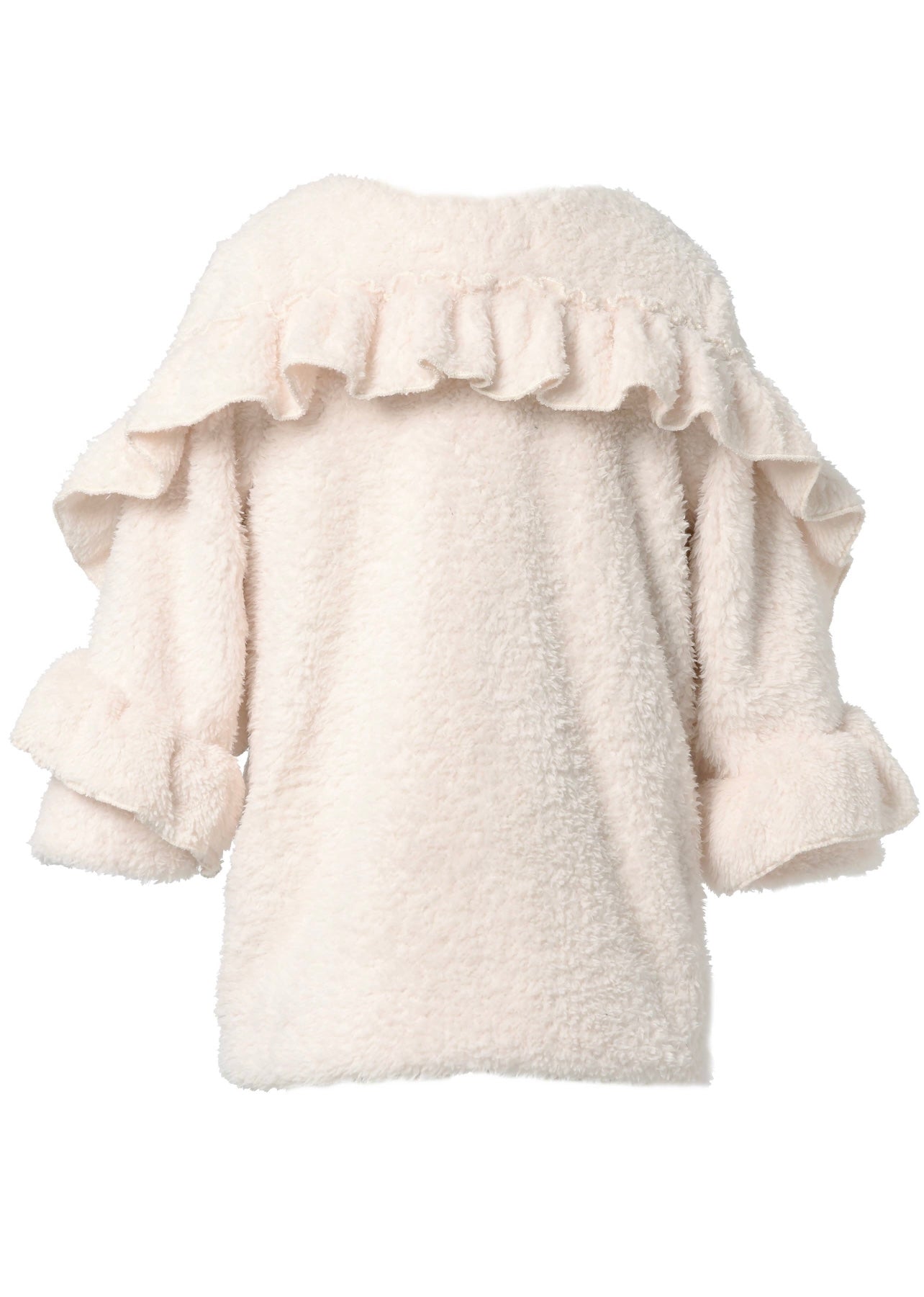 Ivory Sherpa Coat w/ Ruffle Sleeves