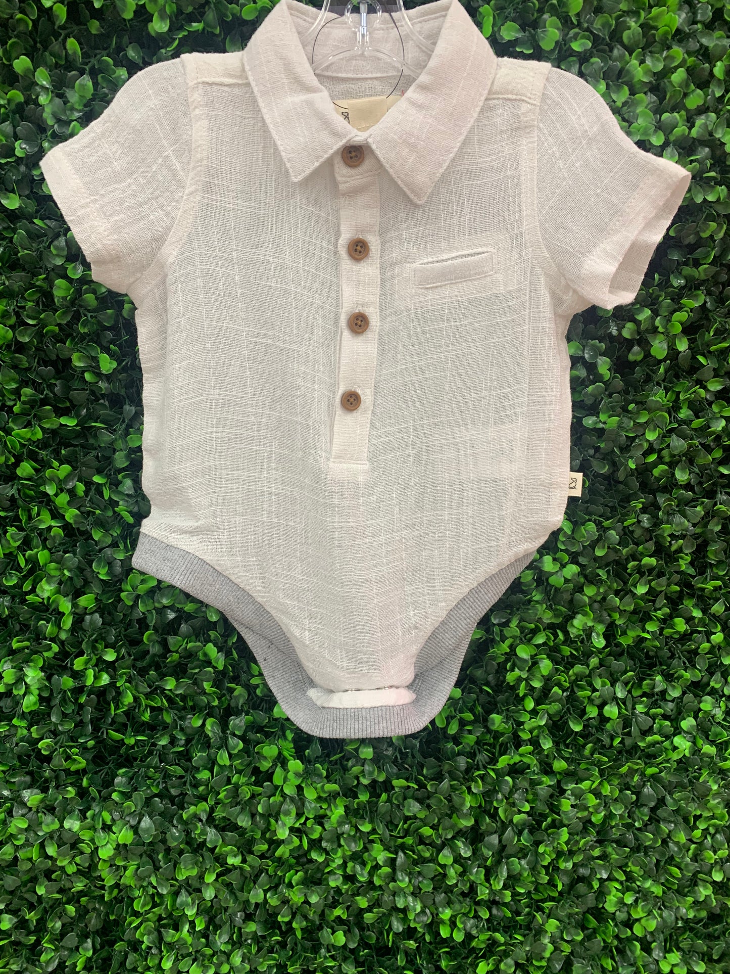 White Cotton Woven Onesie