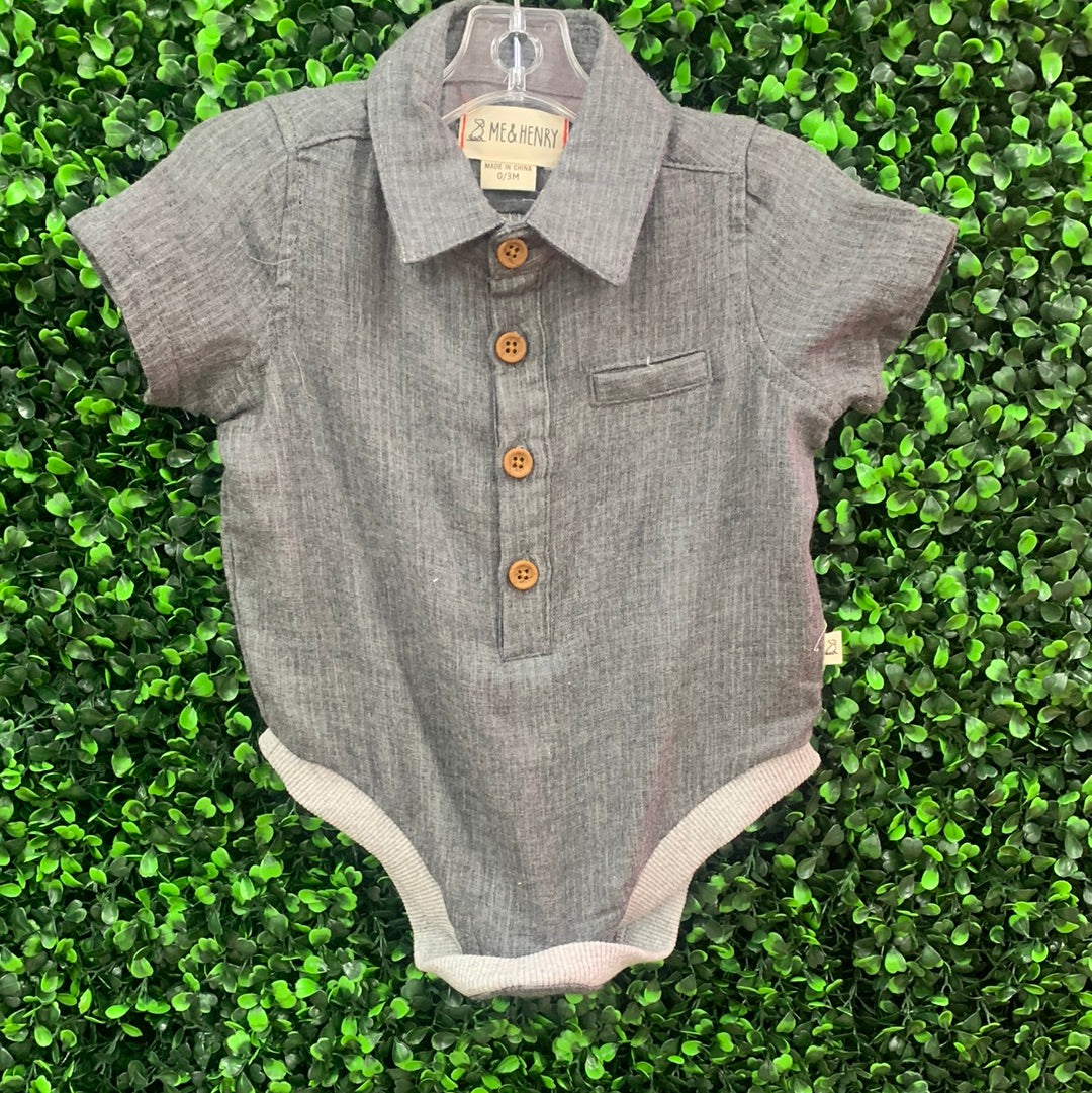 Grey Gauze Woven Onesie