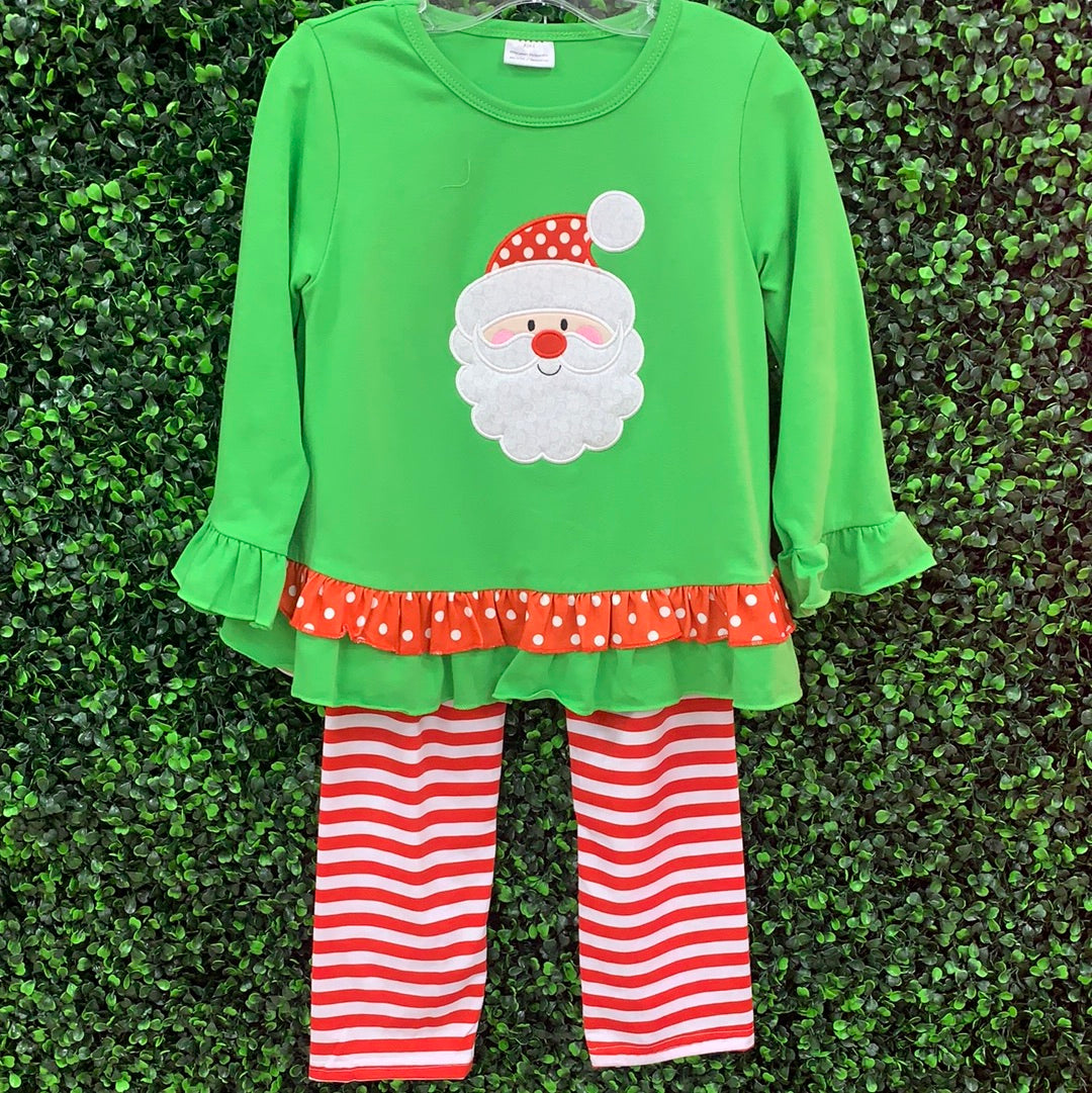 Red Striped Ruffle Santa Set