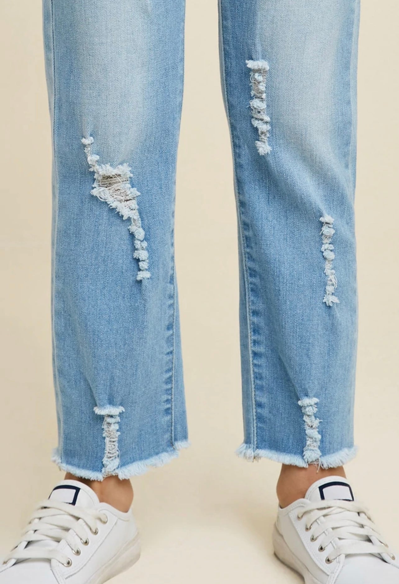 Distressed Drawstring Denim Jeans