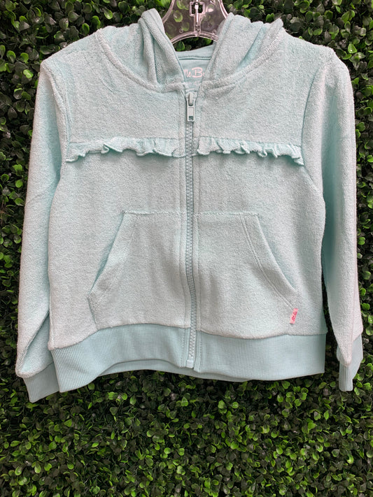 Vintage Aqua Terry Knit Ruffle Hoodie