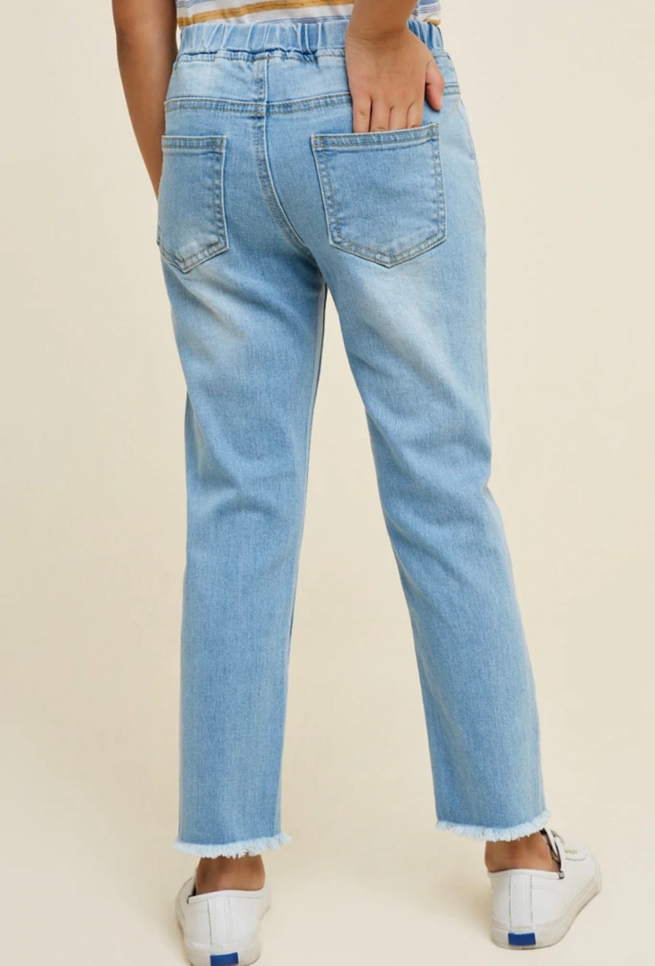 Distressed Drawstring Denim Jeans