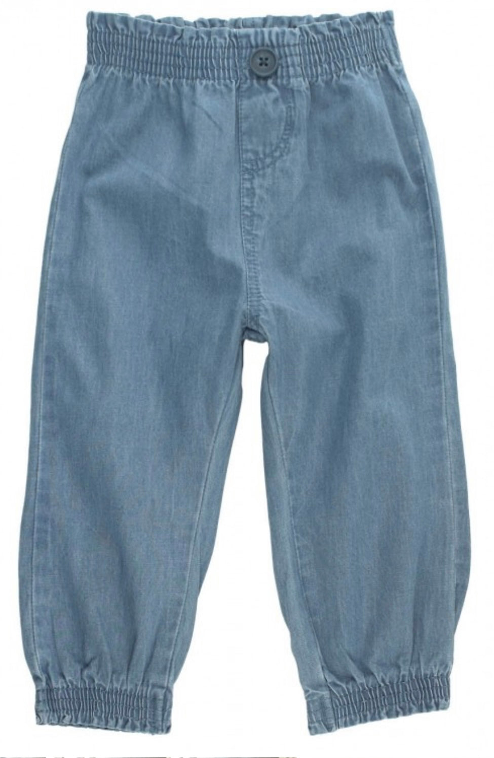 Light Wash Denim Ruffle Jogger Pants