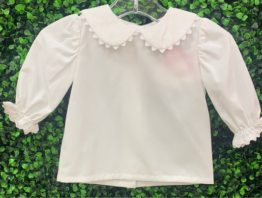 Girls White Ric Rac Shirt