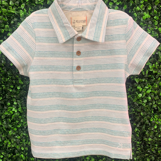 Aqua Textured Stripe Polo