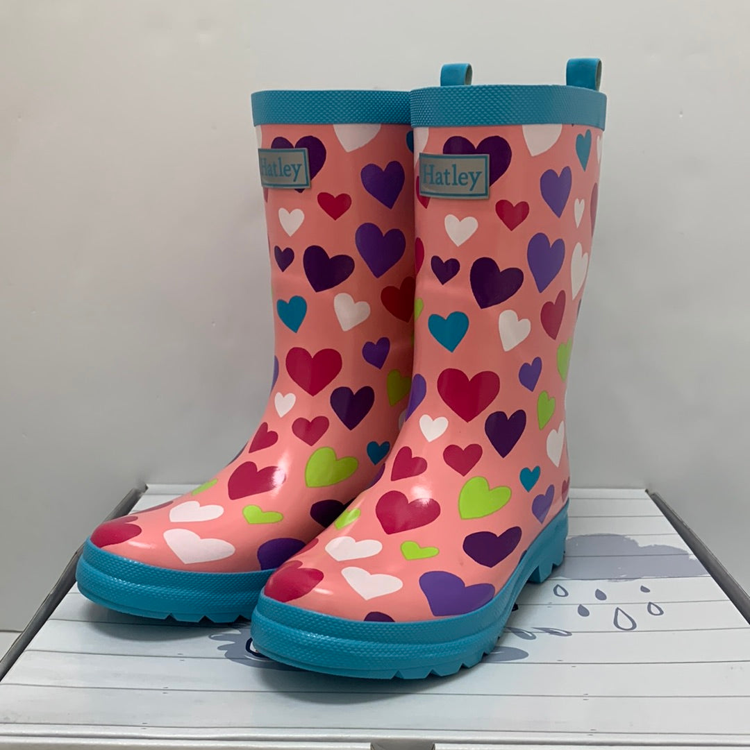 Colorful Hearts Shiny Rain Boots